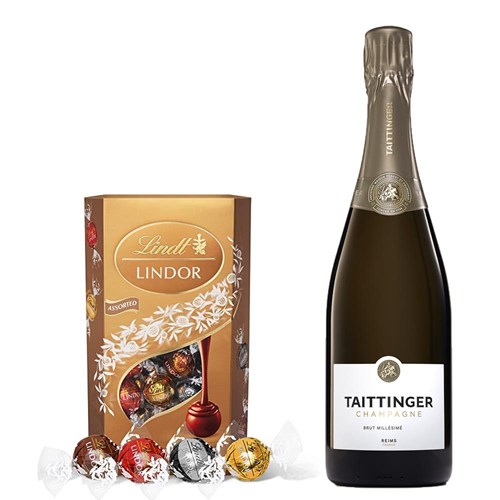 Taittinger Brut Vintage 2016 Champagne 75cl With Lindt Lindor Assorted Truffles 200g